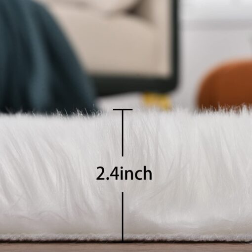 ORINOVA White Rugs for Living Room 6x9 Area Rugs for Bedroom Large Washable Faux Sheepskin Fluffy Fur Rug Nursery Rugs Room Décor - Image 4