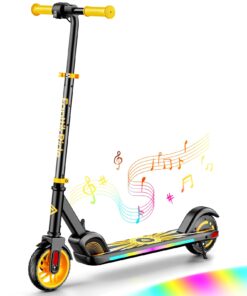 FanttikRide C9 Apex Electric Scooter for Kids 8-12, Adjustable Handlebar Height for Riders 3.9-5.2 ft, 132 lbs, Up to 40 mins Continuous Time, 3 Speed Mode 5/8/10 MPH, Bluetooth Music Speaker, Yellow