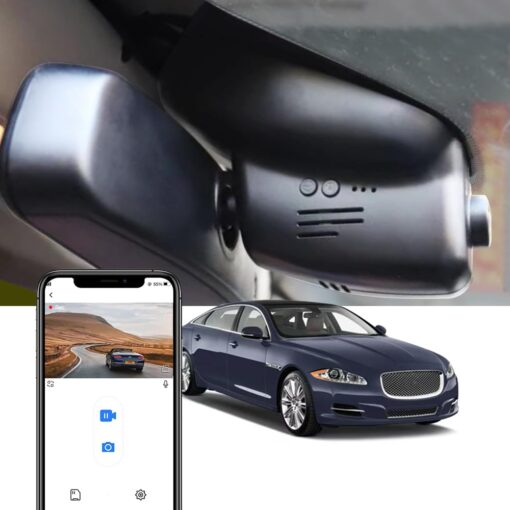 Fitcamx 4K Dual Dash Cam for 2011-2015 Jaguar XJ XJL R-Sport Portfolio Supercharged (Model B), OEM Style, Front 2160P+Rear 1080P Video, WiFi & APP, Loop Recording, G-Sensor, Easy to Use, 128GB Card