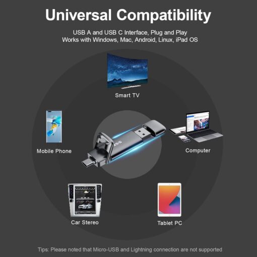 SSK 2TB SSD USB C Stick up to 1000MB/s,Fast External SSD Dual Drive Type-C + USB A 3.2 Gen 2 Solid State Thumb Drive,USB Memory Stick for iPhone 15/PS4/Android Phone/Tablet/Windows/Mac - Image 3