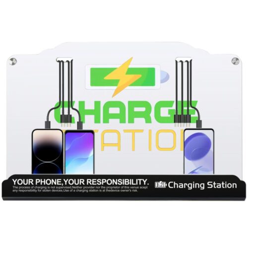 Wall Mount Charging Station with 8 Ports Phone Charger with Type-C,Android Port | Applicable for Applicable Airport Hospitals Banks Hotel and Public Places (White)