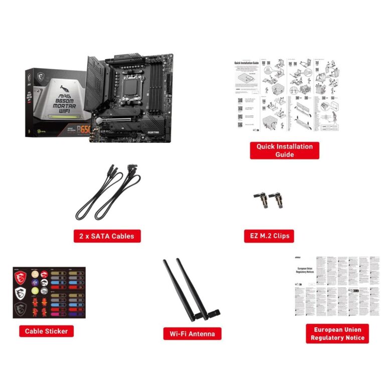 MSI MAG B650M Mortar WiFi Gaming Motherboard (AMD Ryzen 9000/8000/7000 Series Processors,AM5,DDR5,PCIe 4.0,M.2 Slots,SATA 6Gb/s,USB 3.2 Gen 2,HDMI/DP,Wi-Fi 6E,Bluetooth 5.3,2.5Gbps LAN,mATX) - Image 3