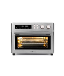 VAL CUCINA Infrared Heating Air Fryer Toaster Oven, Extra Large Countertop Convection Oven 10-in-1 Combo, 6-Slice Toast, Enamel Baking Pan Easy Clean with Recipe Book, Brushed Stainless Steel Finish