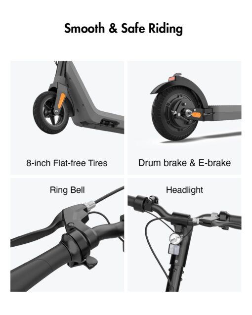 OKAI ES51 Electric Scooter - 15.5 Miles Range & 15 MPH, 500W Peak Motor, 8" Flat-Free Tires, Lightweight and Foldable Electric Scooter for Teens and Kids - Image 4