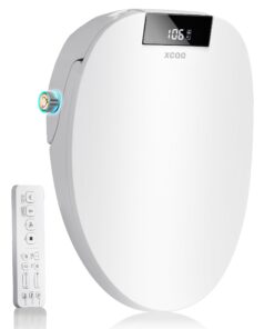 XCQQ Electric Bidet Toilet Seat Elongated, Heated Toilet Seat, Instant Warm Water, Warm Air Dryer, Rear Feminine and Oscillating Washing, Wireless Remote, Night Light, Slow Close Lid, LED Display