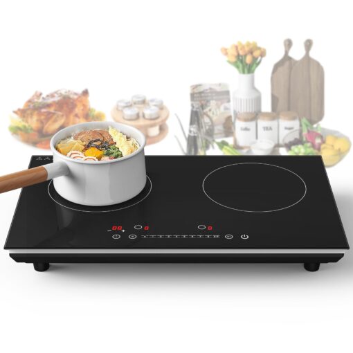 VBGK Double Induction Cooktop,4000W Induction Stove Top 110V Induction Hot Plate Electric Burner Portable Induction cooktop 2 burner with LCD Touch Screen 9 Levels Settings Child Safety Lock & Timer