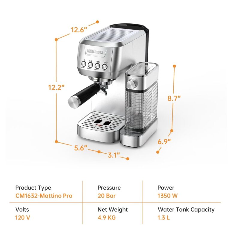 MAttinata Cappuccino Machine 20 Bar, Professional Espresso Machines for Home and Office with Automatic Milk Frothering System, Barista Compact Latte Maker for Coffee Lovers, Stainless Steel-Mattino - Image 2