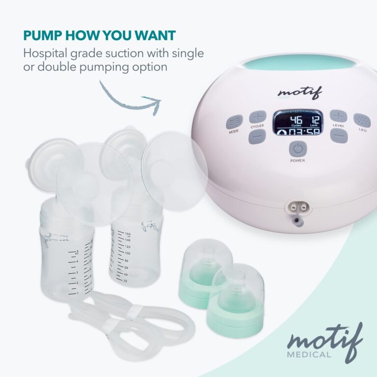 Motif Medical Luna with Battery Double Electric Breast Pump, Portable Breast Pump with Battery - Easy to Use, Quiet Motor, Built-in LED Night Light - Image 6
