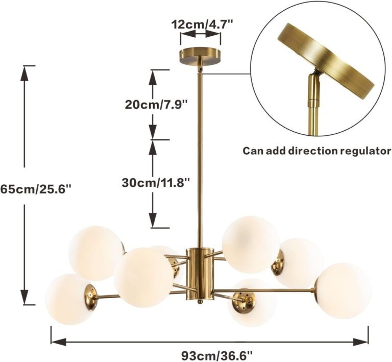 KCO Lighting 8-Light Glass Sputnik Chandelier Light Modern Gold Chandeliers Pendant Light Fixture Vintage Globe Ball Ceiling Flush Mount Light Fixture Kitchen Island - Image 9