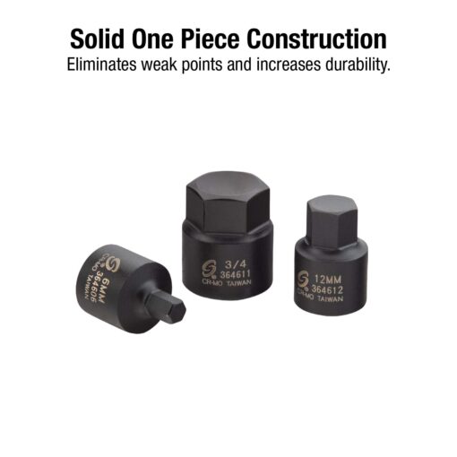 Sunex 2637L, ½" Drive, 6" Long Master Impact Hex Driver Set & Sunex 3646, 3/8 Inch Drive Low Profile Impact Hex Driver Set, 16-Piece, SAE/Metric, 1/4 Inch - 3/4 Inch, 6mm - 19mm - Image 2