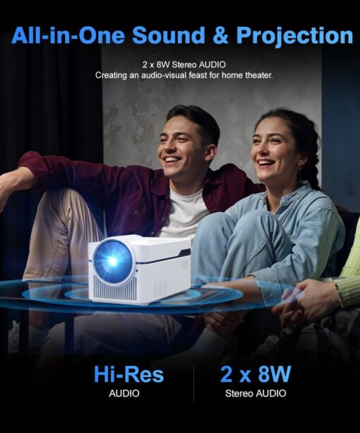 Ultra Short Throw Projector with 4k Support, Smart Projector with Wifi and Bluetooth , Electric Focus, 2 x 8W Stereo Speakers for Bedroom and Outdoor Use HY450NTV - Image 8