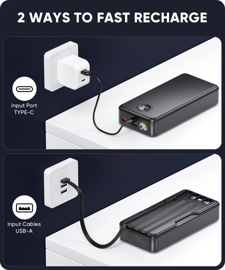 Power Bank 40000mAh Portable Charger 22.5W Fast Charger with 5 Outputs & 2 Inputs LED Display Equipped with Flashlight External Battery Pack for iPhone 16/15/14, Samsung, Etc - Image 4