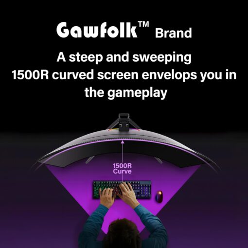 Gawfolk 34 Inch Ultrawide Curved Gaming Monitor, 1500R PC Screen 165hz UWQHD 3440x1440, Curved Computer Screen with FreeSync,Support Wallmount 75x75mm - Image 4