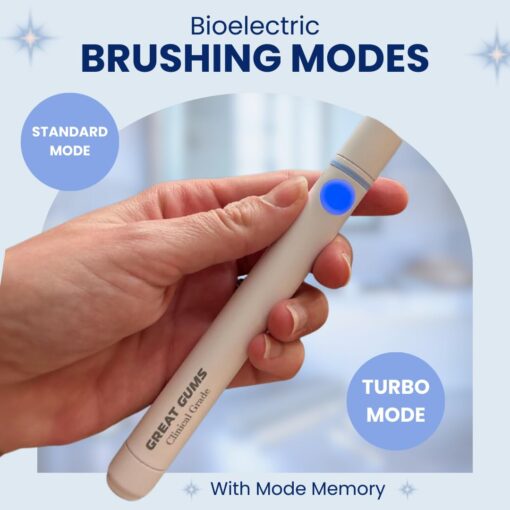 Great Gums Clinical Grade Bioelectric Toothbrush | Toothbrush with 3 Brush Heads (Classic, Gum Care, Implant & Ortho), Clear Cap, Travel Case, USB-C Cable | Sensitive Gums & Teeth | Adults - Image 3