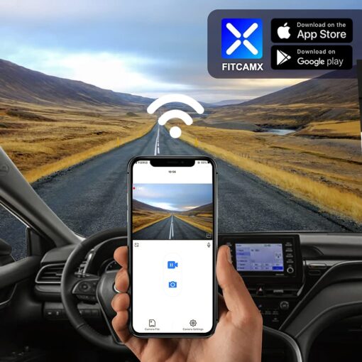 Fitcamx 4K Dash Cam Suitable for Toyota Camry 2021 2022 2023 2024 LE L XLE TRD XSE SE Hybrid (Gen8/XV70), OEM Look, 2160P UHD Video， WiFi & APP, Loop Recording, G-Sensor, Easy to Use, 64GB Card - Image 4