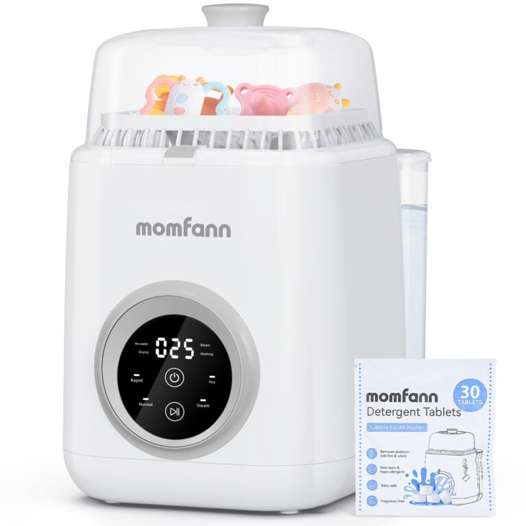 MOMFANN 4 in 1 Baby Bottle Washer with 2 Wash Time, Baby Bottle Sterilizer and Dryer, Save time & Effort, Easy to Use, Grey