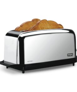 Waring Commercial WCT704 4 Slice Extra Long Slot Light Duty Pop-Up Toaster, 120V, 5-15 Phase Plug