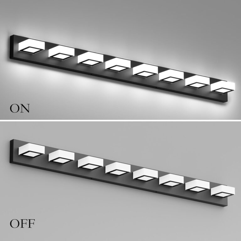 Ralbay 52inch Black Vanity Lights Fixtures 8 Lights LED Modern LED Acrylic Matte Black Vanity Lights Modern Black Bathroom Wall Lighting Over Mirror - Image 2