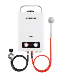 CAMPLUX Portable Tankless Water Heater, 1.58 GPM Portable Water Heater with Handle, Propane Gas Water Heater 41,000 BTU, Camping Water Heater for Outdoor, Camping, Cabin, BD158