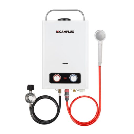 CAMPLUX Portable Tankless Water Heater, 1.58 GPM Portable Water Heater with Handle, Propane Gas Water Heater 41,000 BTU, Camping Water Heater for Outdoor, Camping, Cabin, BD158