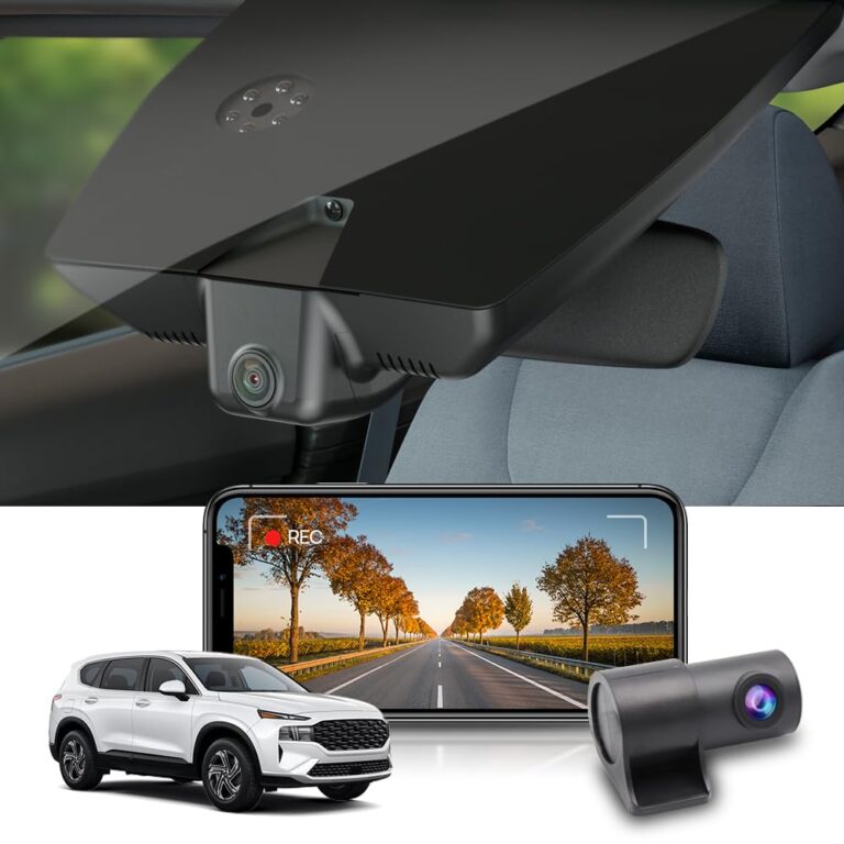 Fitcamx Front 4K+Rear 1080P Dash Cam Adapts for Hyundai Santa Fe 2021 2022 2023 Part No# S2500 (Has Auto-Dimming), OEM Look, Dual Loop Recording, Built-in WiFi & APP, G-Sensor, Easy to Use, 128GB Card