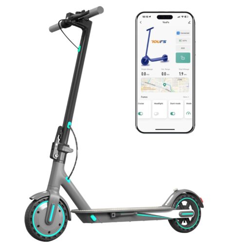 Electric Scooter for Adults, Up to 19 Mph, 19 Miles Range & 264 lbs Load, Aluminum Alloy E-Scooter with 350W Motor, Foldable Escooter with Dual Braking System and App Control (Blue)