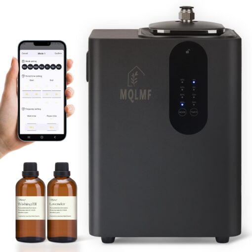 MQLMF HVAC Scent Diffuser Whole House System - 4500 Sq Ft,Ultra Quiet,Metal,Safety Lock,Bluetooth App,Hotel Commercial Collection Diffuser Machine - Black