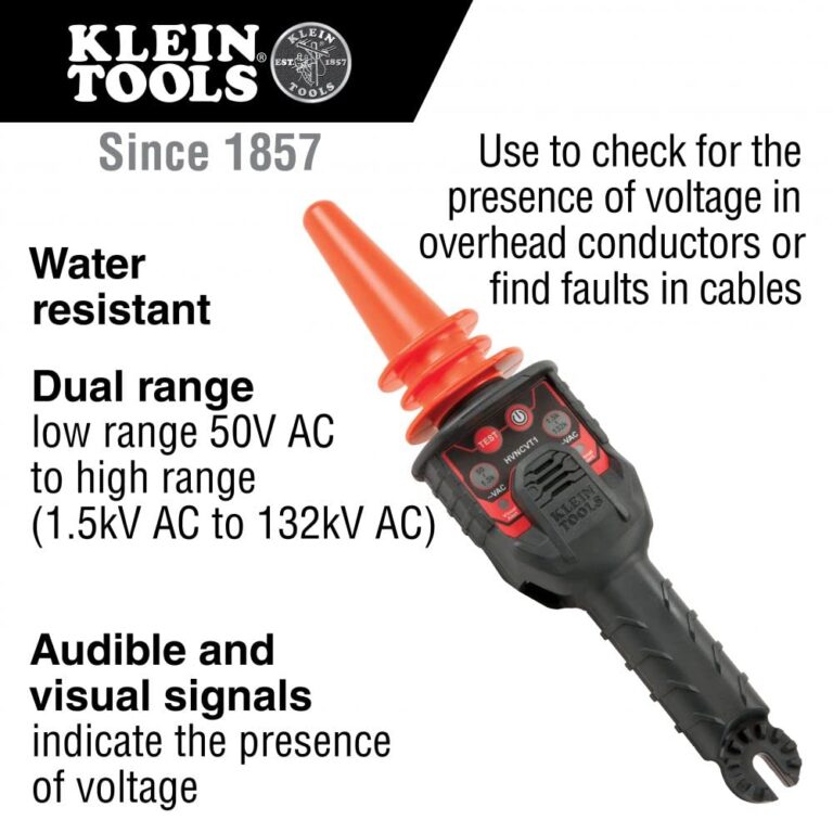 Klein Tools HVNCVT-1 Dual-Range Non-Contact High-Voltage Tester, Dual-Range, Audio/Visual Indicators, Water Resistant, With Case and Battery - Image 9