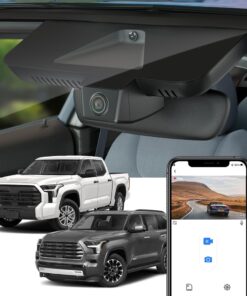 Fitcamx 4K Dash Cam for 2022-2025 Toyota Tundra & Sequoia 2023-2025 Limited SR SR5 TRD Pro Limited Platinum (Gen3), OEM Style, 2160P UHD Video, WiFi & APP, Loop Recording, G-Sensor, Plug & Play, 64GB