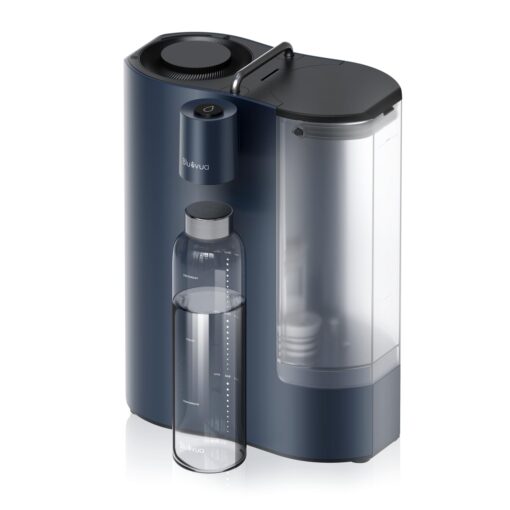 Bluevua RO100ROPOT-Travel Reverse Osmosis System Countertop Water Filter, Compact 6-Stage Filtration with UV, Includes Glass Bottle, Portable Water Purifier for Home & Travel, Blue