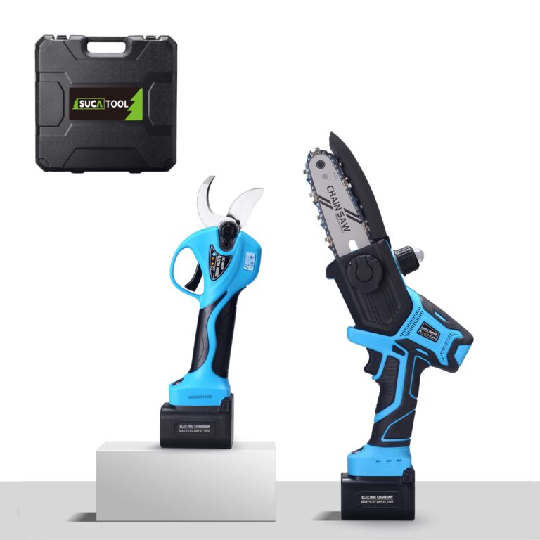 SUCA Electric Pruning Shears Pruning Shears Pruning Shears Tree Pruner Branch Cutter Pruners for Gardening with 2pcs 2Ah Lithium Battery 4-7 Working Hours Tree Branch Pruner (blue28mm+chainsaw) - Image 2