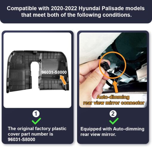 Fitcamx 4K Dash Cam Suitable for Hyundai Palisade 2020 2021 2022 (Part No#S8000) Limited SE SEL Calligraphy, OEM Look, UHD 2160P Video, Loop Recording, WiFi & APP, G-Sensor, Easy to Set, 64GB Card - Image 7
