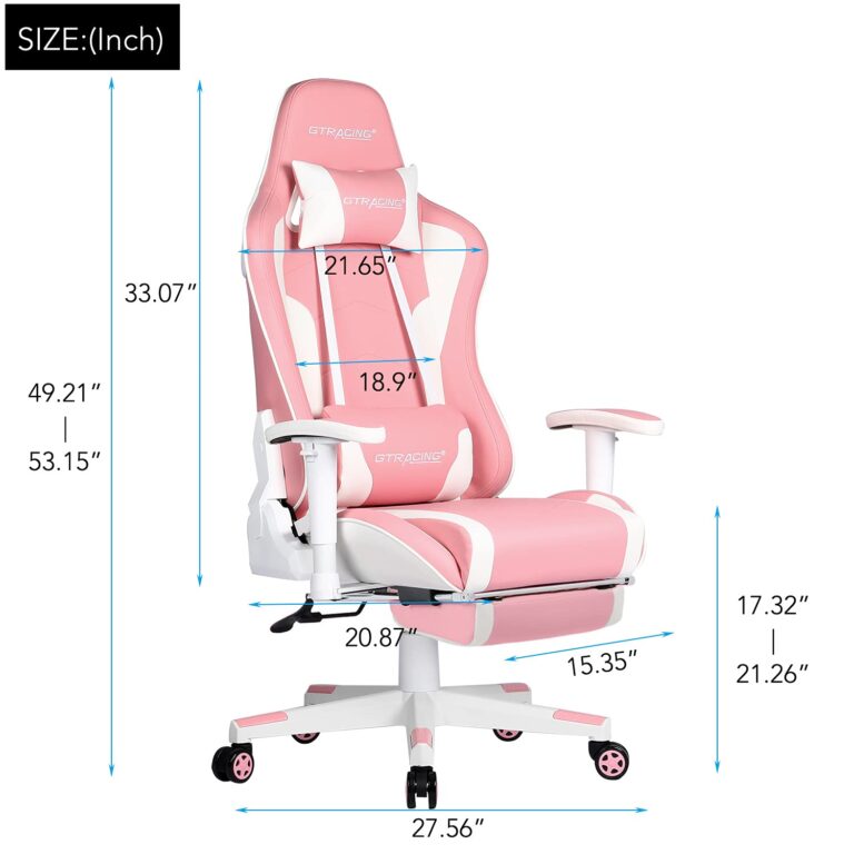 GTRACING Gaming Chair with Footrest Speakers Video Game Chair Bluetooth Music Heavy Duty Ergonomic Computer Office Desk Chair (Pink) - Image 2