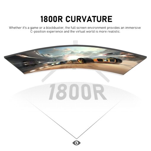 Gawfolk 27 Inch PC Computer Screen,1800R Curved Gaming 280Hz Monitors, FHD 1080p 1ms, Freesync, 98% sRGB,178 ° Angle View HDMI2.0、DisplayPort, Compatible with Wall-Mounted 100 * 100MM-White - Image 5