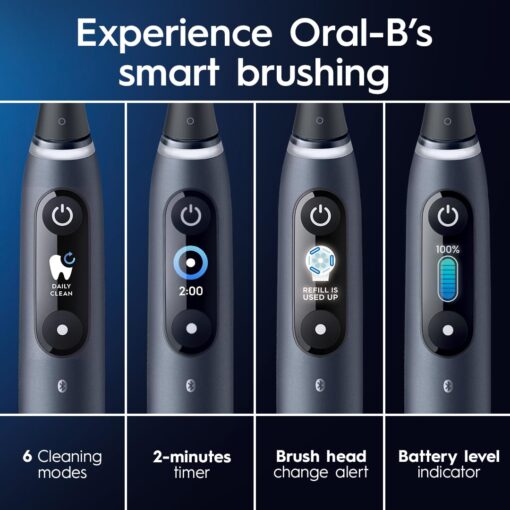 Oral-B iO Series 8 Electric Toothbrush with 2 Replacement Brush Heads and Travel Case, Rechargeable Toothbrush, Black Onyx - Image 6