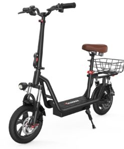 iScooter Electric Scooter with Seat, 21 Miles Long Range & 15.6 Mph Top Speed, 12'' Pneumatic Tire, Height Adjustable Seat &Handlebar, Dual Suspensions Commuting Scooter with Basket