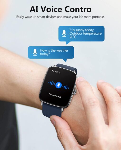 2025 Smart Watches for Men Women, 1.85" AI Voice Smartwatch, 24/7 Heart Rate Monitor, Stress/SpO2/Sleep Tracker, IP68 Waterproof, Weather, 100+ Sports Fitness Tracker for Android iOS Blue - Image 6