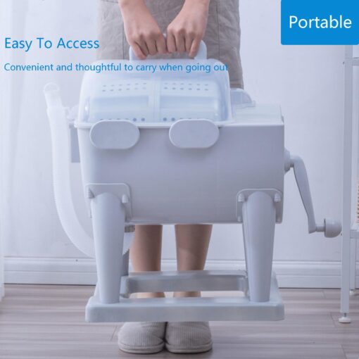 Portable Hand-Operated Drum Washing Machine, Non-Electric Manual Clothes Washer Dehydration, Hand Crank Laundry Wringer Washing Machine, Spin Dryer for Camping Apartments RV Dormitory Business Trip - Image 6