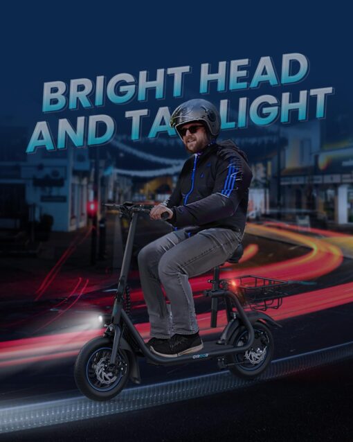 Gyroor Electric Scooter with Seat, 450W Powerful Motor up to 20 Miles Range, Foldable Scooter for Adult Max Speed 15.5Mph, Commuter Electric Scooter with Basket - Image 2