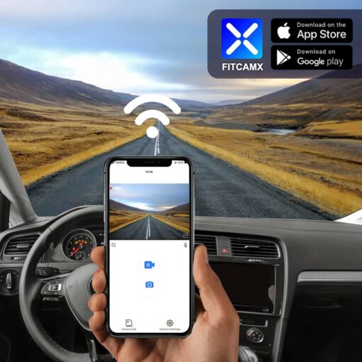 Fitcamx 4K Dash Cam Suitable for Volkswagen Golf GTI Golf R 2015-2024 & Golf (Model B), OEM Look, 2160P UHD Video, Built-in WiFi & APP, Loop Recording, Parking Sensor, Plug & Play, 64GB Card - Image 4