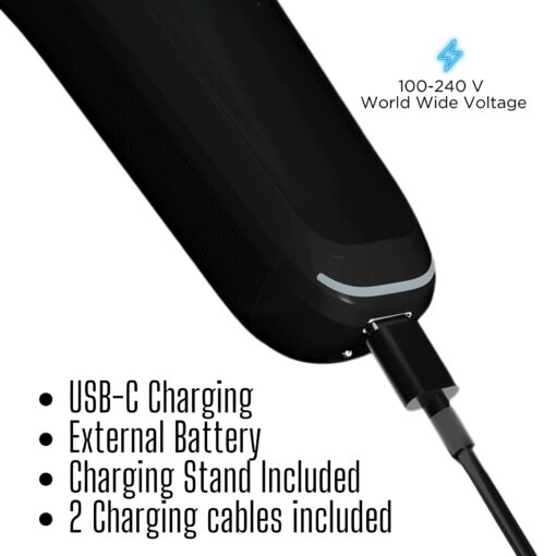 Supreme Trimmer Recharge Clipper - Professional Hair Clipper with 2 Removable Batteries, Brushless Motor, Smart Charge Stand, USB-C Charge & DLC Blades Barbers | STC779 - Image 2