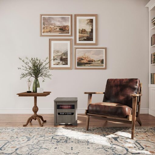 Country Living Infrared Portable Rolling Space Heater with LED Touchscreen and Remote Control | 12h Timer | 1500w Quick Heating for Indoor Use | Driftwood Grain Finish - Image 7