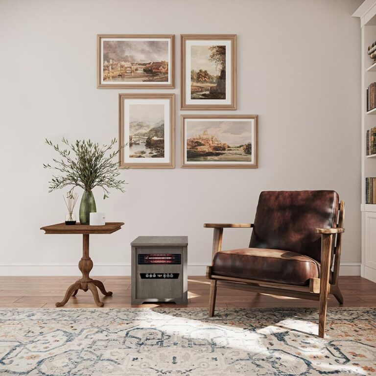 Country Living Infrared Portable Rolling Space Heater with LED Touchscreen and Remote Control | 12h Timer | 1500w Quick Heating for Indoor Use | Driftwood Grain Finish - Image 7