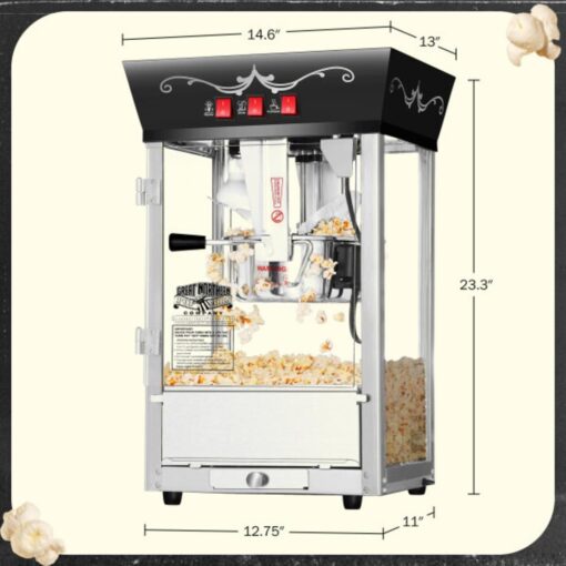 Matinee Popcorn Machine - 8oz Popper with Stainless-Steel Kettle, Reject Kernel Tray, Warming Light, and Accessories by Great Northern Popcorn (Black) - Image 4