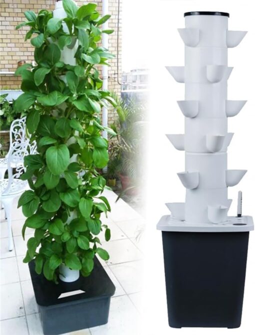 CBLdF Hydroponics Growing System,Indoor hydroponic Grow Vertical Tower, Garden Tower Growing Kit, for Indoor Gardening, Grow Herbs, Fruits, Vegetables, Gift for Gardening Lover-30holes