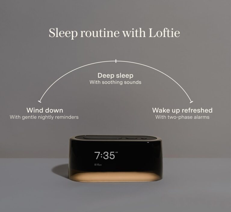 Loftie Smart Alarm Clocks for Bedrooms - Sound Machine Alarm Clock with Light, Bluetooth Speaker, White Noise, Nature Sound, Nightlight, Blackout Mode - Battery-Powered Smart Clock (Black Top) - Image 3