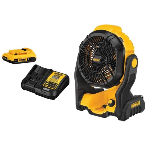 DEWALT 20V MAX Battery Pack with Charger, 3-Ah (DCB230C), Black 20V MAX* Jobsite Fan, Tool Only