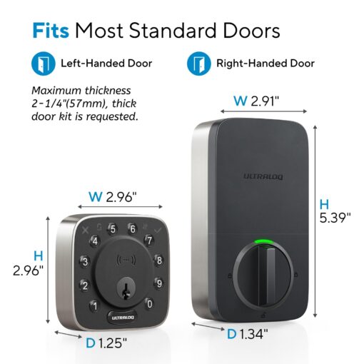 ULTRALOQ Bolt NFC Smart Lock, Built-in WiFi Keyless Entry Door Lock with Door Sensor, Smart WiFi Deadbolt, Smart Home Automation, 10 Months Battery, IP65 Waterproof - Image 3