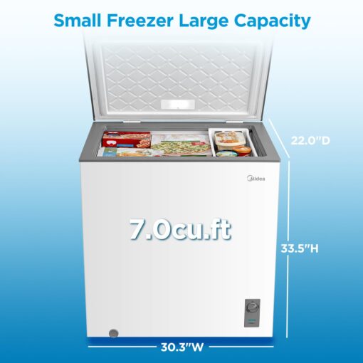 Midea MERC07C4BAWW 7.0 Cubic Feet Chest Freezer Cu.ft-Convertible, White - Image 8