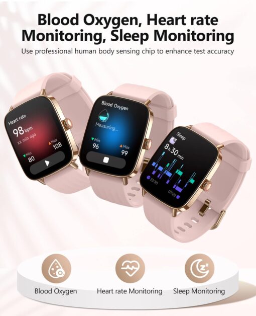 2025 Smart Watches for Women, 1.85" AI Voice Smartwatch, 24/7 Heart Rate Monitor, Stress/SpO2/Sleep Tracker, IP68 Waterproof, Weather, 100+ Sports Fitness Tracker for Android iOS Pink - Image 7